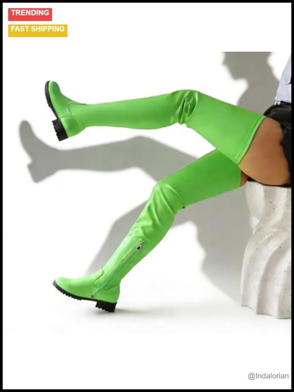 Thigh High Over the Knee Patent Leather Chunky Block Heel Boots with Side Zipper